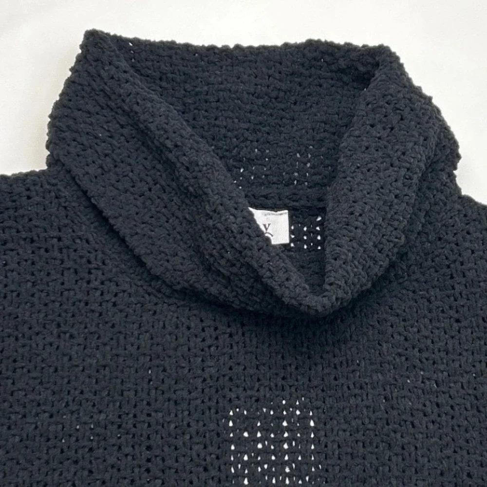 NWT Heyday Haylen Sleeveless Cowl Neck Chunky Open Knit Sweater Black Size L